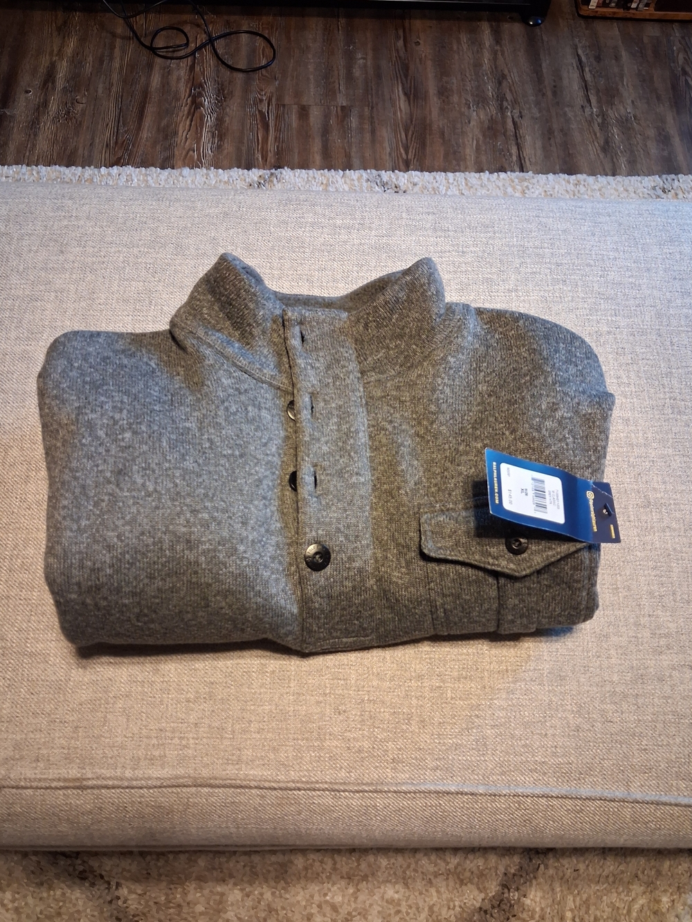 Polo Ralph Lauren Men's Charcoal Fleece Button-Front Knit Pullover NWT